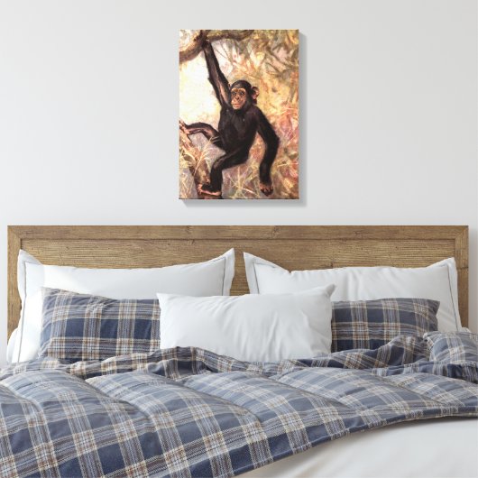 Chimpanzee-aap van CE Swan,  wilde dieren Canvas Afdruk (Insitu (Slaapkamer))