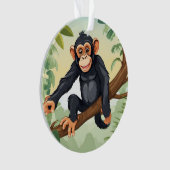 Chimpanzée avec sa mignonne queue sur la branche s (devant)
