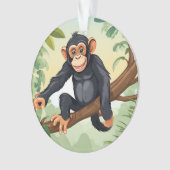 Chimpanzée avec sa mignonne queue sur la branche s (devant)