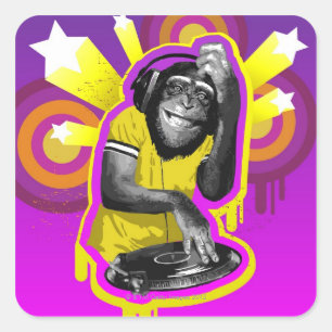 Chimpanzee DJ Vierkante Sticker