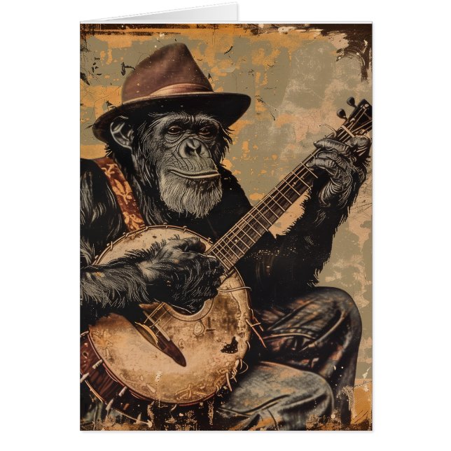 CHIMPANZEE MONKEY FUNNY BIRTHDAY GREETING CARD (Devant)