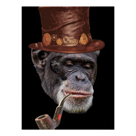 Chimpanzee steampunk style perfect poster