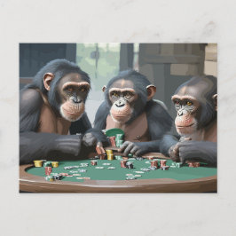 Chimpanzees playing poker briefkaart