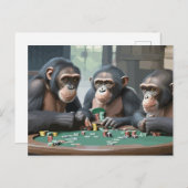 Chimpanzees playing poker briefkaart (Voorkant / Achterkant)