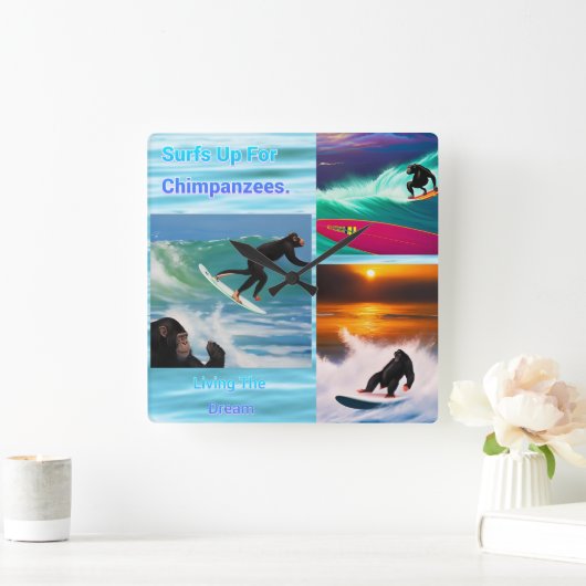 Chimpanzés Surf Photo Collage, horloge murale (Maison)