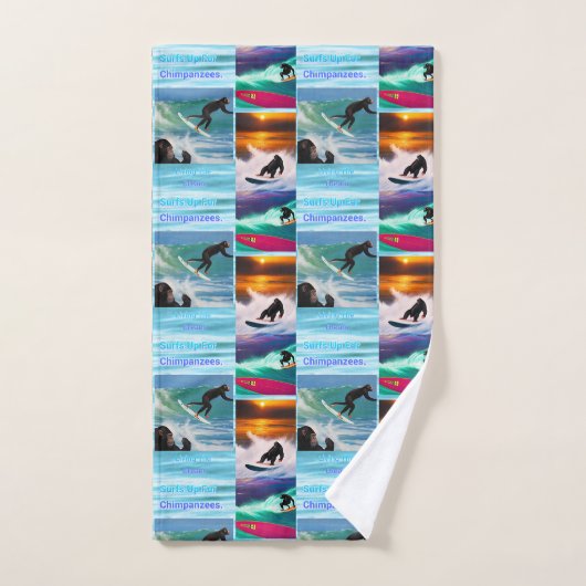 Chimpanzés Surf Photo Collage, Serviette (Serviette à main)