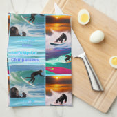 Chimpanzés Surf Photo Collage, Serviette (Quart Plié)