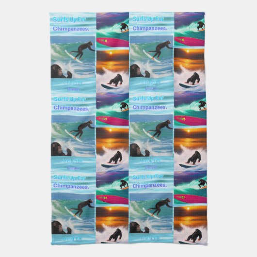 Chimpanzés Surf Photo Collage, Serviette (Vertical)