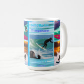 Chimpanzés Surfant Collage Photo, Café Mug (Devant droit)