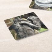 CHIMPANZES VIERKANTE KARTONNEN ONDERZETTER (Schuin)