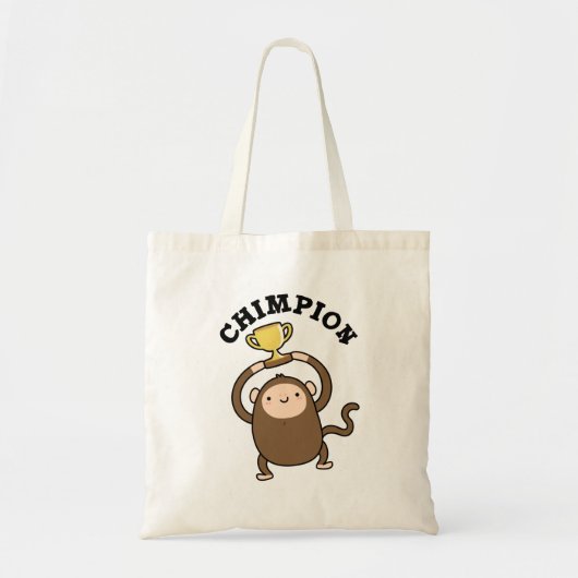 Chimpion Funny Champion Chimpanzee Pun Tote Bag (Voorkant)