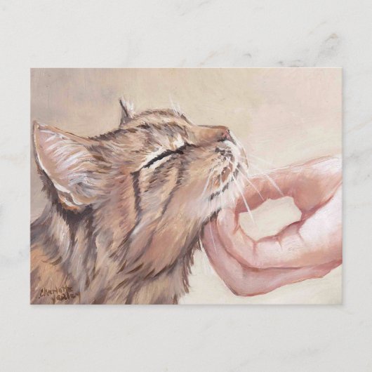 Chin Scratch Cat Art Briefkaart (Voorkant)