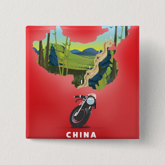 China Afbeelding reisposter Vierkante Button 5,1 Cm (Voorkant)