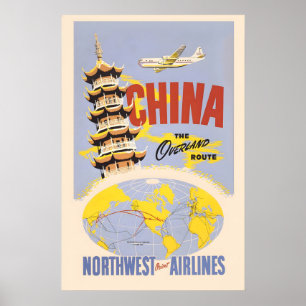 China Azië Wereld Reis Vintage Reisposter Poster
