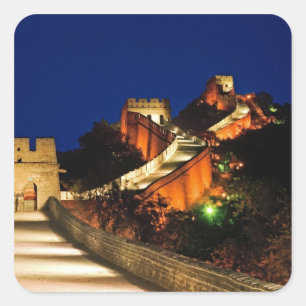 China, Badaling, Grote Muur, uitzicht van Vierkante Sticker