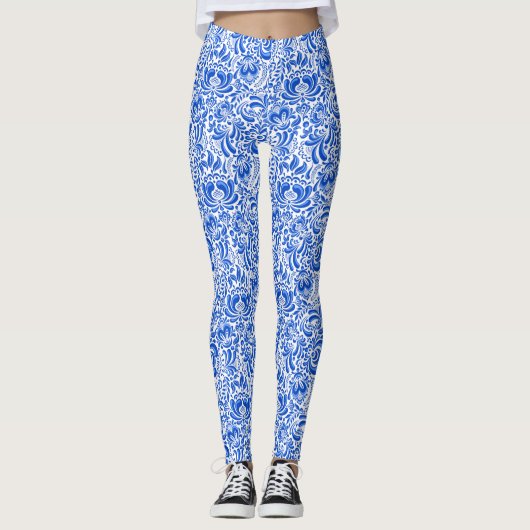 China blauwe en witte Leggings (Voorkant)