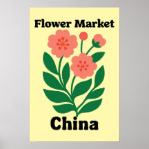 China Bloemenmarkt Koraal Pioen en Groene Blad