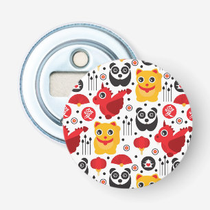 China boft kat, draak en panda button flesopener