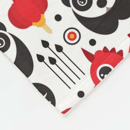 China boft kat, draak en panda fleece deken (Hoek)