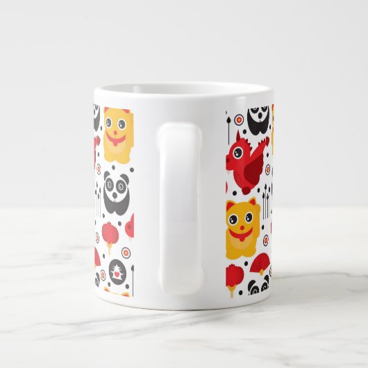China boft kat, draak en panda jumbo mok (Achterkant)