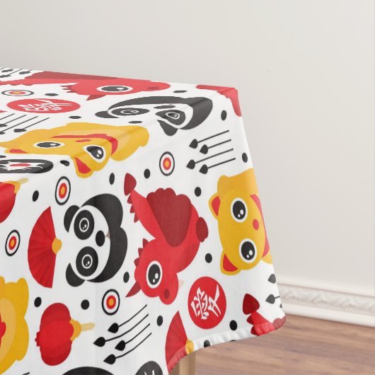 China boft kat, draak en panda tafelkleed (Voorbeeld)