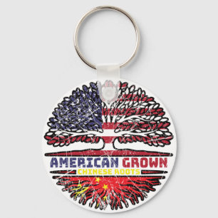 China Chinese US American USA United States Tree Sleutelhanger