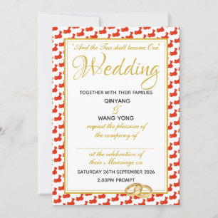 CHINA Christelijke scripts Aangepaste 婚 礼 Kaart