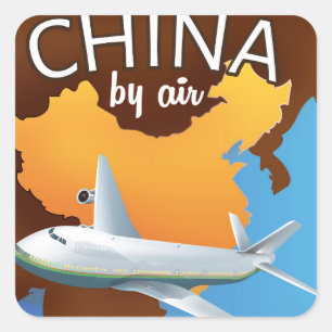 China door lucht reizen poster vierkante sticker