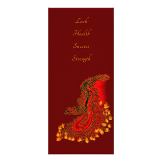 China Draak in rood en gouden design Reclamekaart