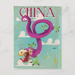 China Draak Vintage Reisposter Briefkaart
