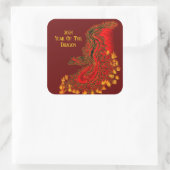 China Dragon, 2024 Jaar van de Draak Vierkante Sticker (Tas)