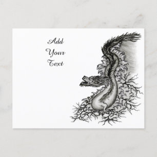 China Dragon, Black and White Design in Tattoostyl Briefkaart