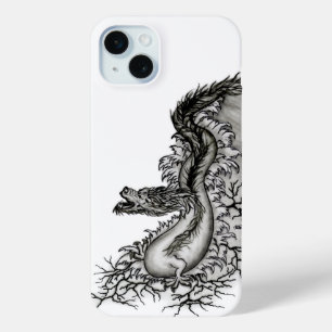 China Dragon, Black and White Design in Tattoostyl iPhone 15 Mini Hoesje