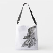 China Dragon, Black and White Design in Tattoostyl Crossbody Tas (Achterkant)