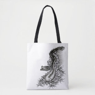 China Dragon, Black and White Design in Tattoostyl Draagtas