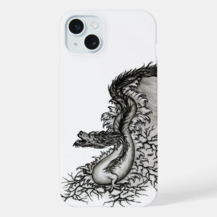 China Dragon, Black and White Design in Tattoostyl iPhone 15 Plus Case