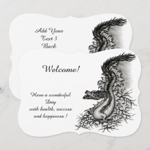 China Dragon, Black and White Design in Tattoostyl Kaart