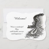 China Dragon, Black and White Design in Tattoostyl Kaart (Voorkant)