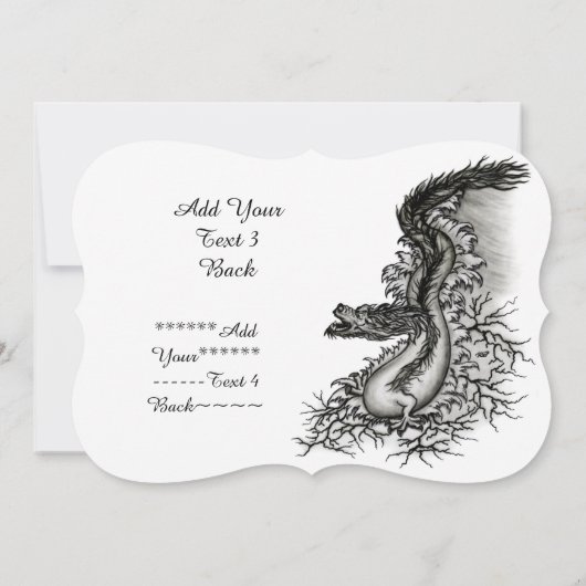 China Dragon, Black and White Design in Tattoostyl Kaart (Achterkant)