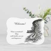 China Dragon, Black and White Design in Tattoostyl Kaart (Staand voorkant)