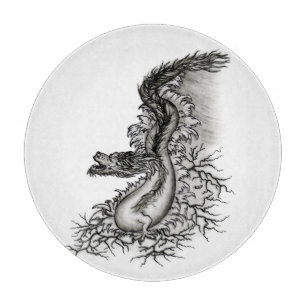 China Dragon, Black and White Design in Tattoostyl Snijplank