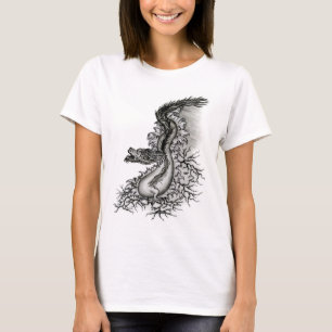 China Dragon, Black and White Design in Tattoostyl T-shirt
