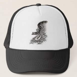 China Dragon, Black and White Design in Tattoostyl Trucker Pet