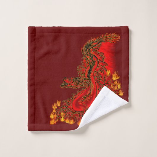 China Dragon red and gold design Bad Handdoek (Wasdoekje)
