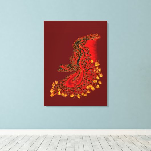 China Dragon red and gold design Canvas Afdruk (Insitu (Houten vloer))