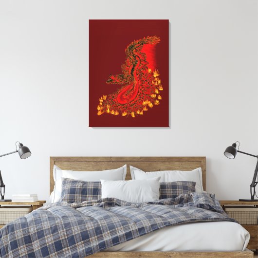 China Dragon red and gold design Canvas Afdruk (Insitu (Slaapkamer))