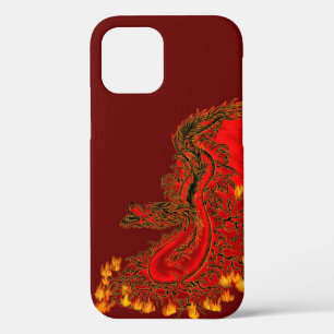 China Dragon red and gold design iPhone 12 Hoesje