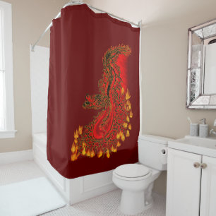 China Dragon red and gold design Douchegordijn