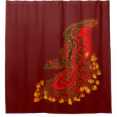 China Dragon red and gold design Douchegordijn (Voorkant)