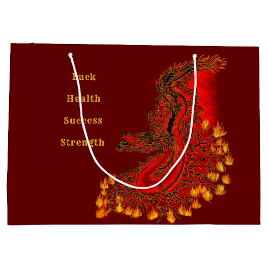 China Dragon red and gold design Groot Cadeauzakje (Achterkant)
